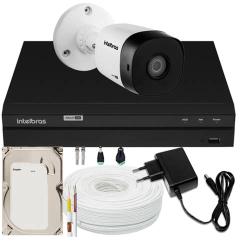 Kit 1 câmera Intelbras vhd 1220 Full HD 20m dvr de 4 canais em Promoção