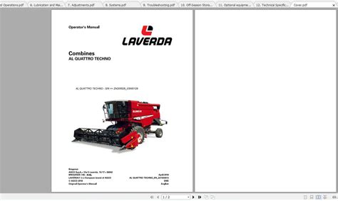 Laverda EU Harvesting AL 4 TECHNO Combine Operator S Manual Auto