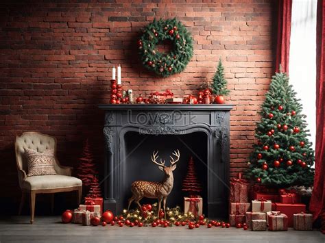 Christmas Living Room Interior With A Fireplace A Christmas Tree And