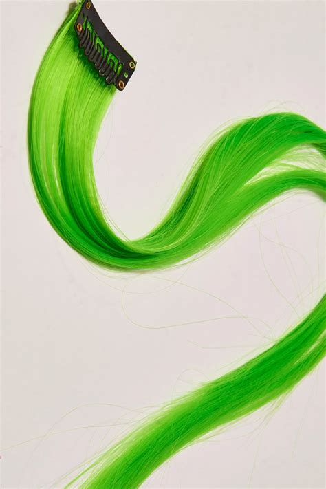 Pack Of Two Clip In Hair Extensions Green Hair Extensions Neon Green