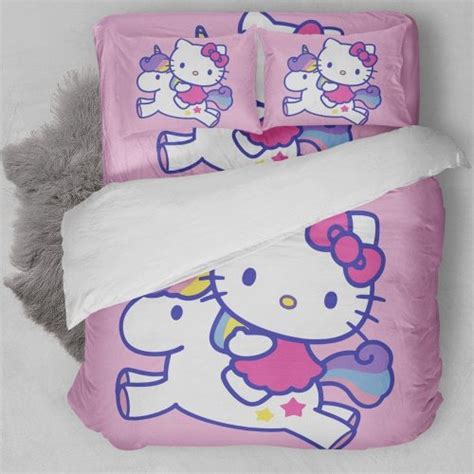 Hello Kitty Red And White Plaid Background Bedding Set Twin Rever Lavie