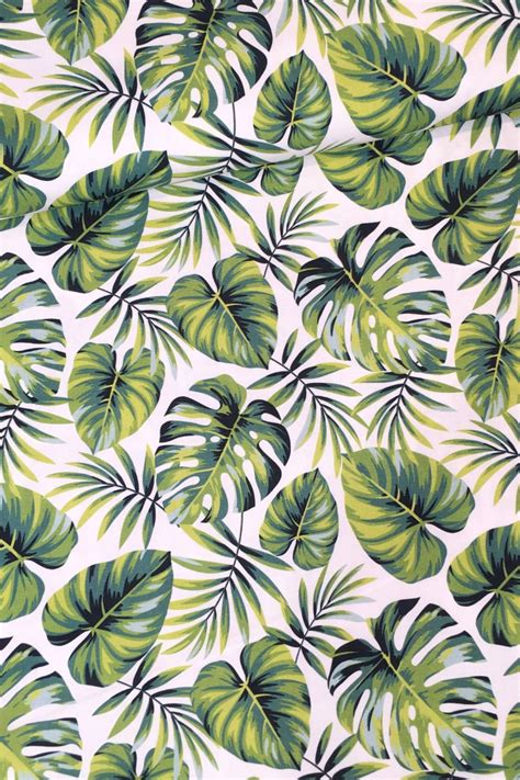 Green Palm Leaf Tropical Cotton Fabric Modern Design 100 Etsy Uk