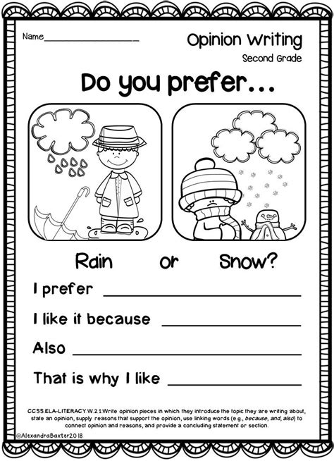 Elementary Opinion Writing Prompts