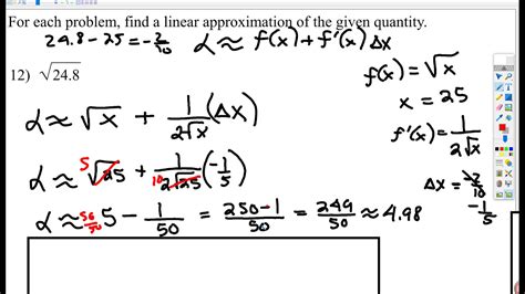 Linear Approximation Square Root Function Youtube