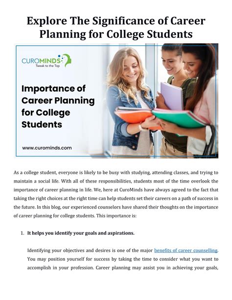 Explore The Significance Of Career Planning For College Students By