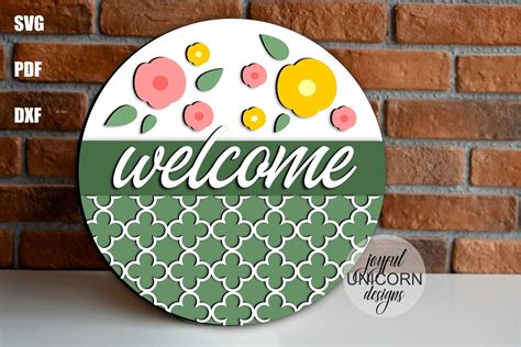 Spring Welcome Sign Svg Laser Cut File Graphic By Joyfulunicorn