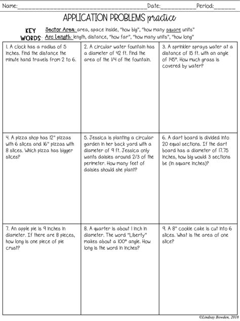 Area Of Sector And Length Of Arc Worksheet Expense Worksheet