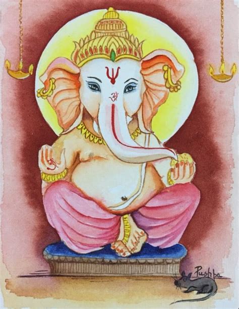 Ganesha Painting In Watercolor By Pushpa Sharma Ganesha Drawing Ganesh