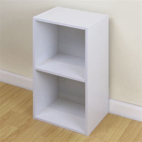 2 Tier Wooden White Cube Bookcase Storage Unit Shelving/Shelves Bedside ...