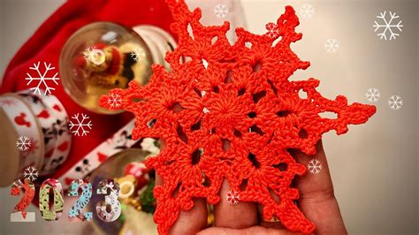 How To Crochet Red Snowflake In Minutes Diy Ornaments Easy