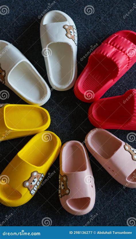 Various Types of Rubber Shoes Stock Image - Image of indoors, green ...