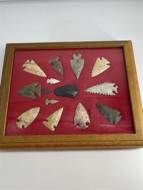 Bid Now 13 Arrowheads And 1 Gorget Indian Artifact Arrowhead Invalid