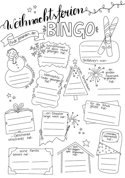 Weihnachtsferienbingo Bingo Grundschule Ferienende Schulstart