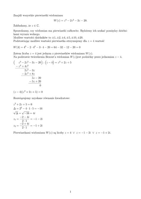 Znajd Wszystkie Pierwiastki Wielomianu Zadanie W Za Czniku Brainly Pl