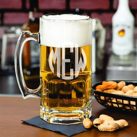 Custom Beer Mug Engraved 1 Liter 338oz Huge Glass Libbey Beer Mug Beer Custom Glass Beer