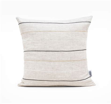 Set Of 3 Scandinavian Style Pillow Cover Linen And Stripes