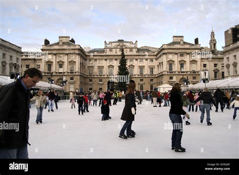 Somerset House ice rink in winter, in London England Stock Photo - Alamy