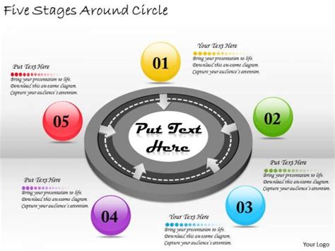 Timeline Powerpoint Template Five Stages Around Circle Powerpoint