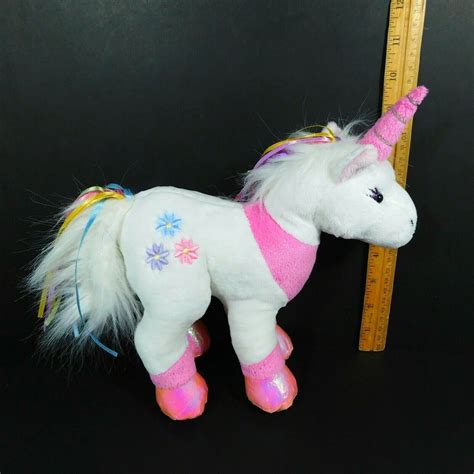 Ganz Webkinz Ribbon Unicorn 10 Plush White Pink Horse Stuffed Toy