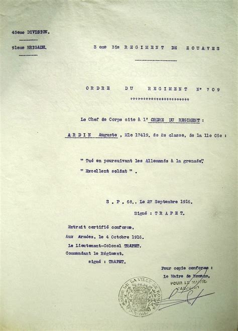 Romans-sur-Isère - Auguste Marius Ardin, Mort pour la France le 12