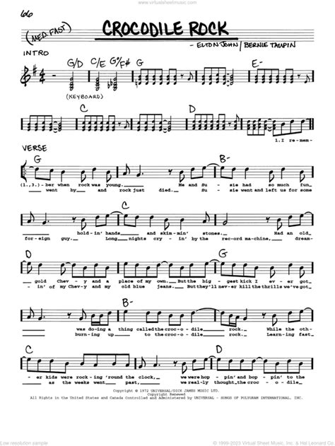 Crocodile Rock Sheet Music Real Book With Lyrics PDF