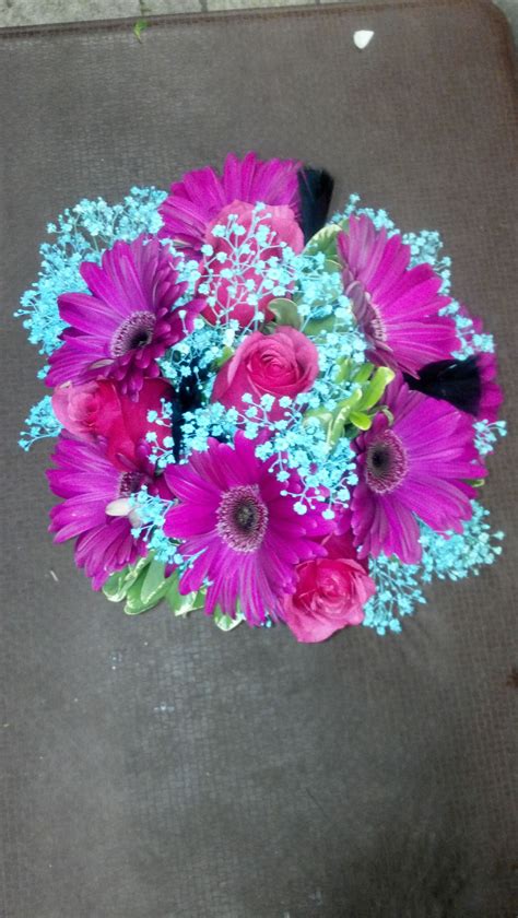 Purple And Aqua Bouquet Hot Pink Bouquet Wedding Bouquets Wedding