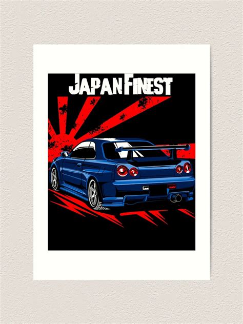 Poster Nissan Skyline R Blue Jdm Art Print For Sale By