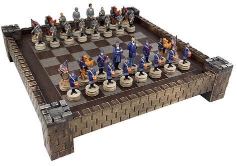 United States Civil War Chess Set Castle Board Hand Painted Resin ...