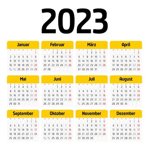 Calendario 2023 nella settimana della lingua tedesca inizia il lunedì