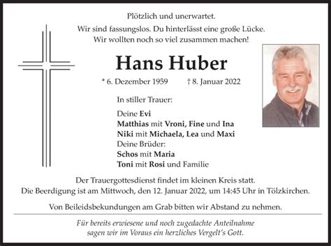 Traueranzeigen Von Hans Huber Trauer Merkur De