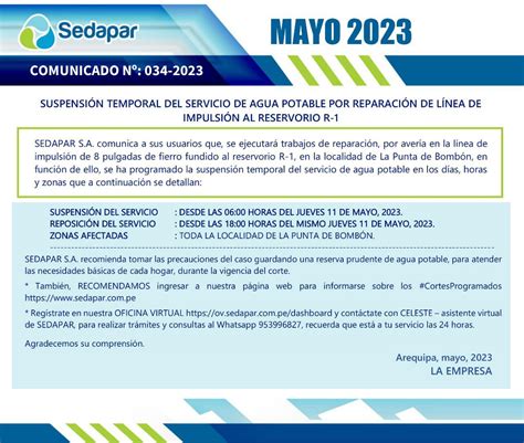 Arequipa Sedapar Programa Cortes De Agua Escalonados En 13 Distritos