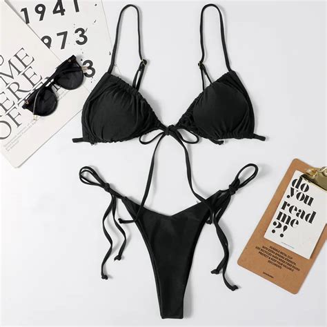 Sexy Brasileño Micro Bikini Mujer String Traje De Baño Mujer Tanga