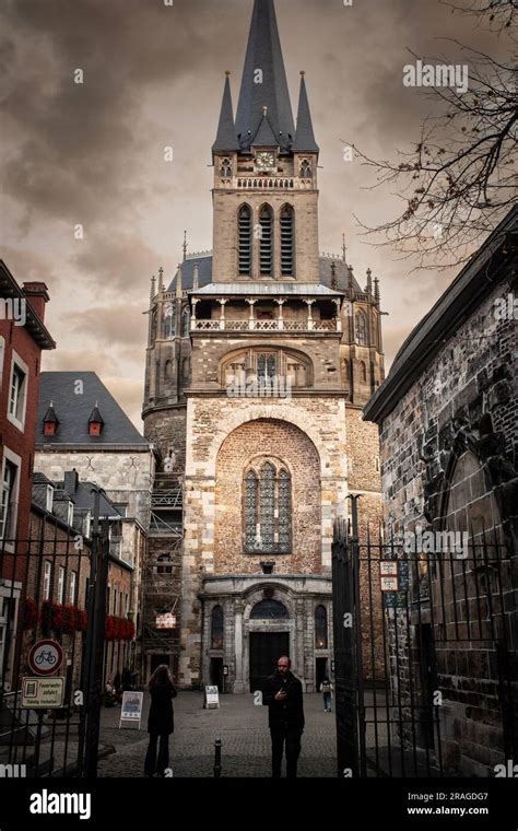 Picture Of The Aacen Cathedral Seen From Domhof Square The Afternoon