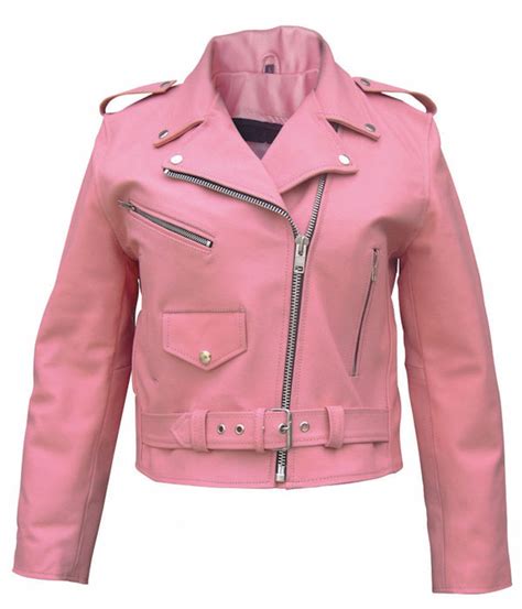 Womens Basic Pink Cowhide Leather Motorcycle Jacket Wlsj49 Leather Supreme