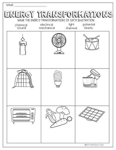 Energy Transformation Worksheet Middle School – db-excel.com