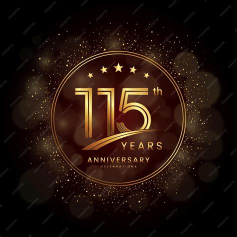 Premium Vector 115th Anniversary Logo With Golden Glitter