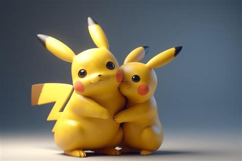 Premium AI Image | A pikachu character with a yellow tail and a red tail is hugging a pikachu.