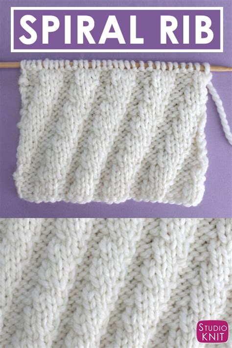 Diagonal Spiral Rib Stitch Knitting Pattern Studio Knit