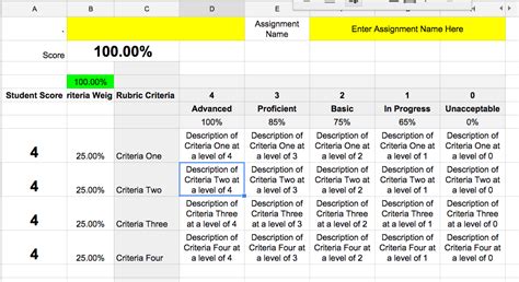 Grading Matrix Template | Master Template