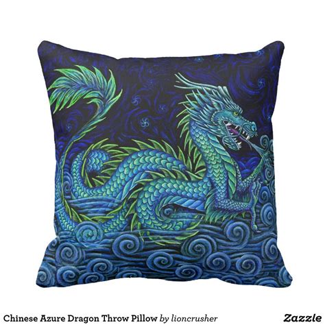 Chinese Azure Dragon Throw Pillow Throw Pillows Pillows Designer