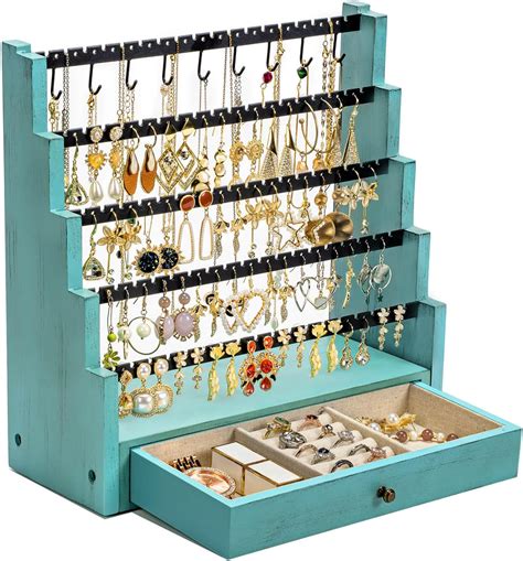 Pinzoveco Earring Organizer 5 Layer Earring Holder Organizer With