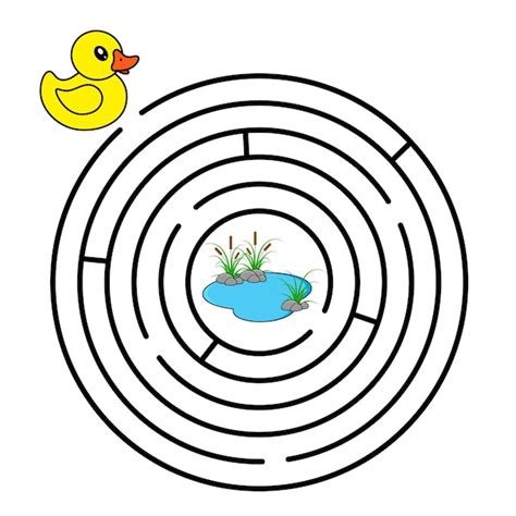 Vektor Round Maze Labyrinth R Tsel Mit Ente Und Teich Finden Sie Den