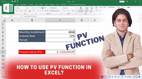 How To Use Pv Function In Excel Excel Youtube