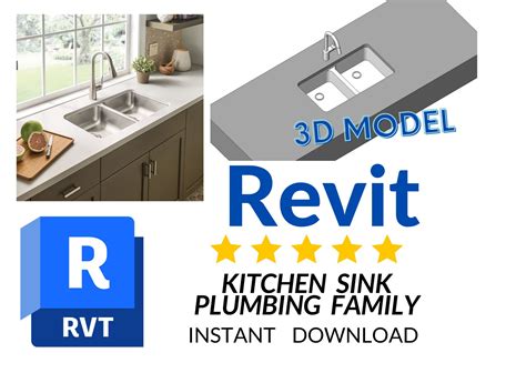 Revit Kitchen Sink Family. 3D Model Plumbing Bim Library - Etsy