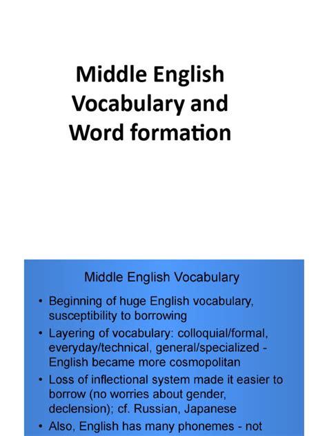Middle English Vocabulary And Word Formation Pdf