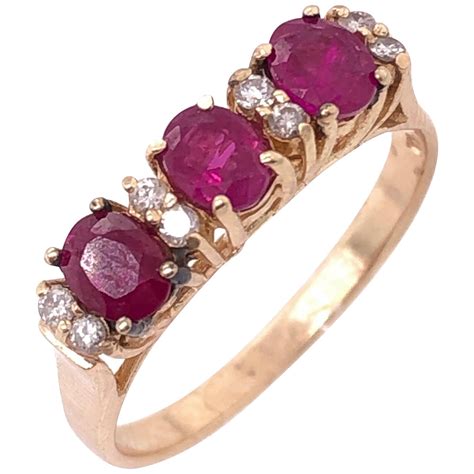 Spark Creations Karat Yellow Gold Diamond And Ruby Contemporary Ring