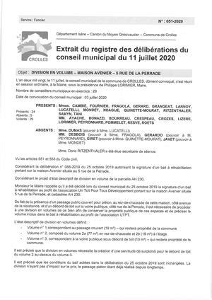 Calam O Crolles Deliberation Division En Volume Maison