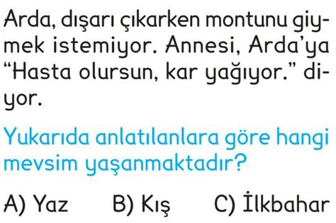 Mevsime Uygun Giyiniyoruz Test Çöz 2 Sınıf Hayat Bilgisi Testleri