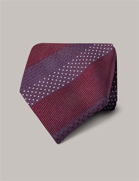 Men S Burgundy Spotted Stripe Tie 100 Silk