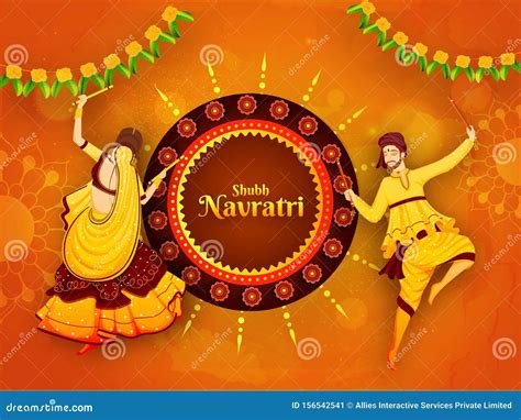 Shubh Navratri Festival Celebration Poster Or Banner Design Stock